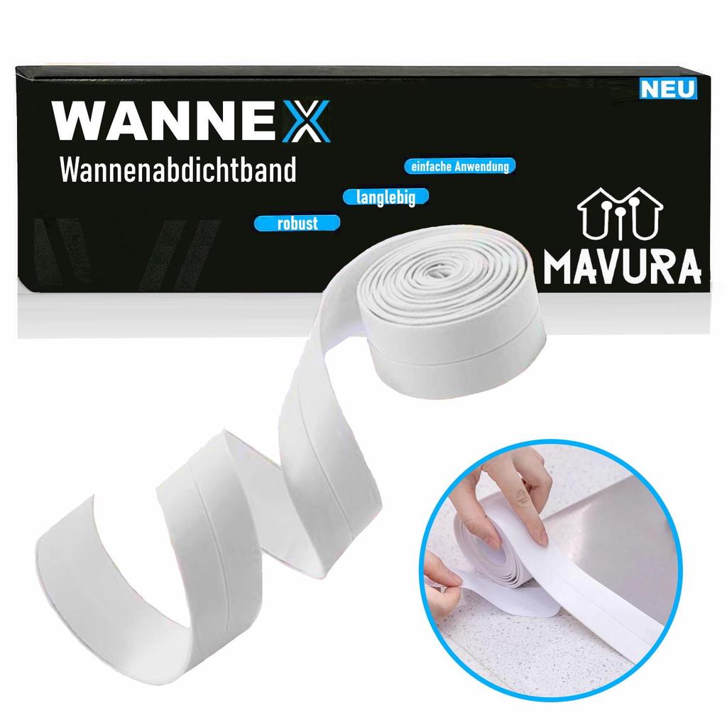 WANNEX Wannendichtband Dichtband Badezimmer Badewanne Dusche selbstklebend 5m