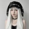 Fashion Rabbit Ears Plaid Beret Hat Thin Brim Y2K Painter Artist Cap Cross Gothic Newsboy Peaked Hat Women