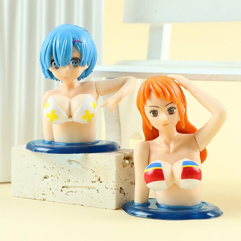 Shaking Chest Girls Car Ornaments Decoration  Kawaii Car Dashboard Cartoon Anime Dolls Car Interior Accessories