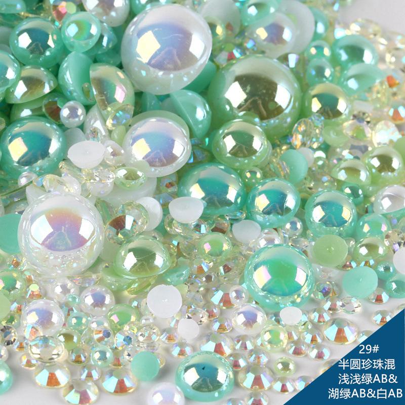 Mixed Abs Semicircular Pearl Resin Flat Bottom Diamond Set Imitation Pearl Mixed Size Diy Jewelry Accessories