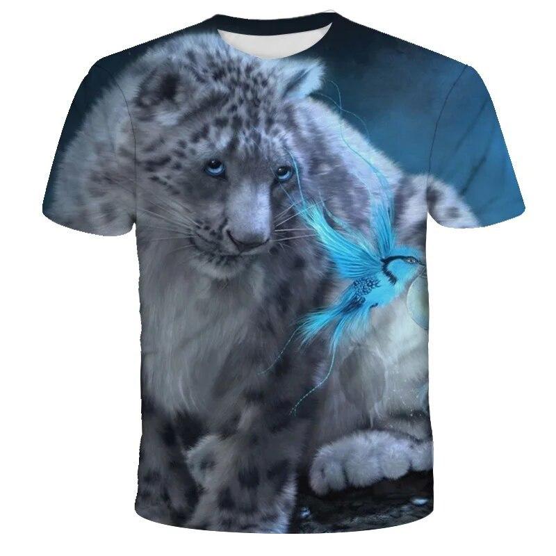 Lion Tiger Series 3D Printed Tops Casual Short Sleeve T-shirts Summer Plus Size Sportwear Men's T-shirt