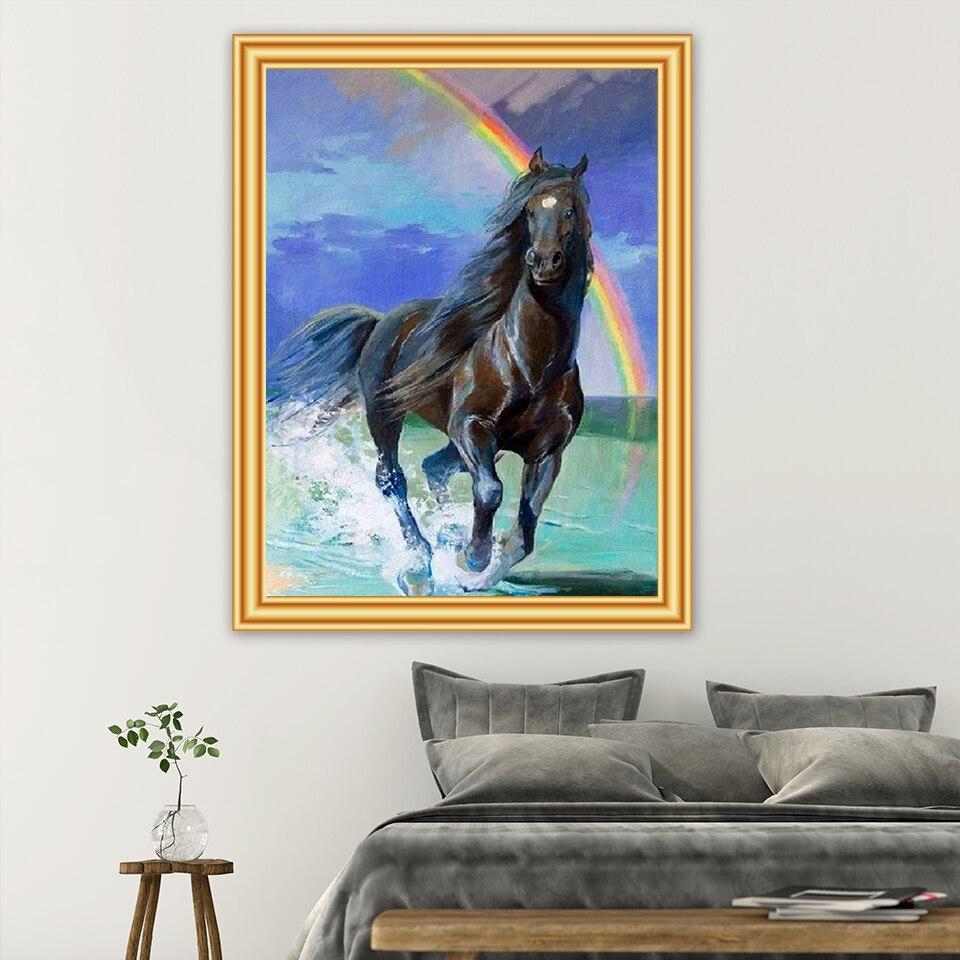 5D Full Drill Embroidery DIY Cat And Horse Diamond Painting Cross Stitch Kits 5D Full Drill Embroidery DIY Cat And Horse Diamond Painting Cross Stitch Kits