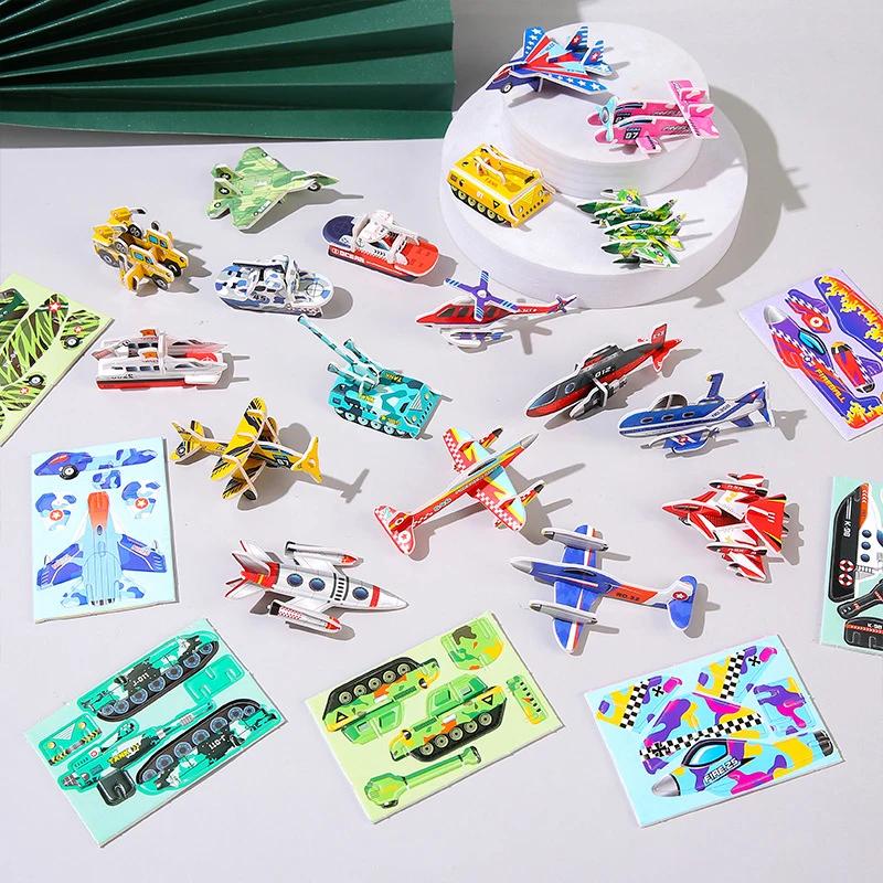 30Pcs Mini Aircraft Tanks Insects Animal Model Children's DIY Creative Cartoon Jigsaw Puzzle Educational Toys Kids Birthday Gift