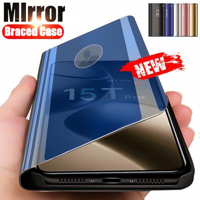 Leather Mirror Case For Xiaomi 15T Pro 14T 13T 12T 11T 10T Funda For Mi 14 Pro 13 12 11 Lite 5G Flip Holder Phone Cover