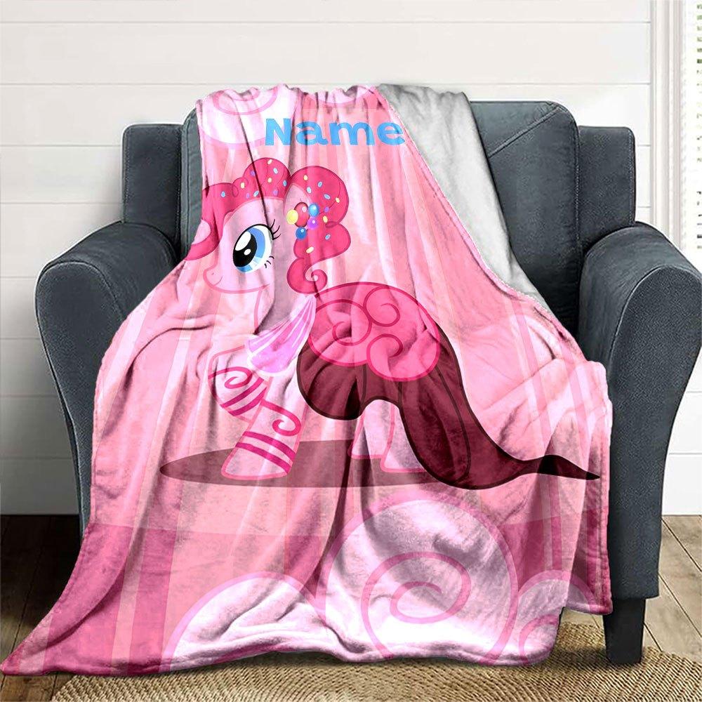 My Little Pony Pinkie Pie Throw Customizable Blanket Customize Text Durable Comfort Suitable For Sofa Couch Office Bed Picnics For All Occasions