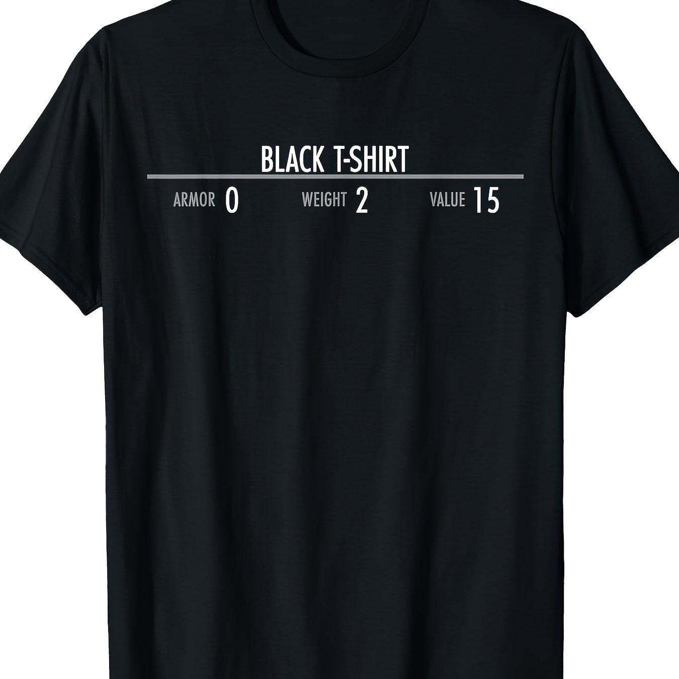 Скайрим Броня Статистика Графическая Футболка Смешная RPG Игрок Ролевая Игра Принт Футболка Мужская S