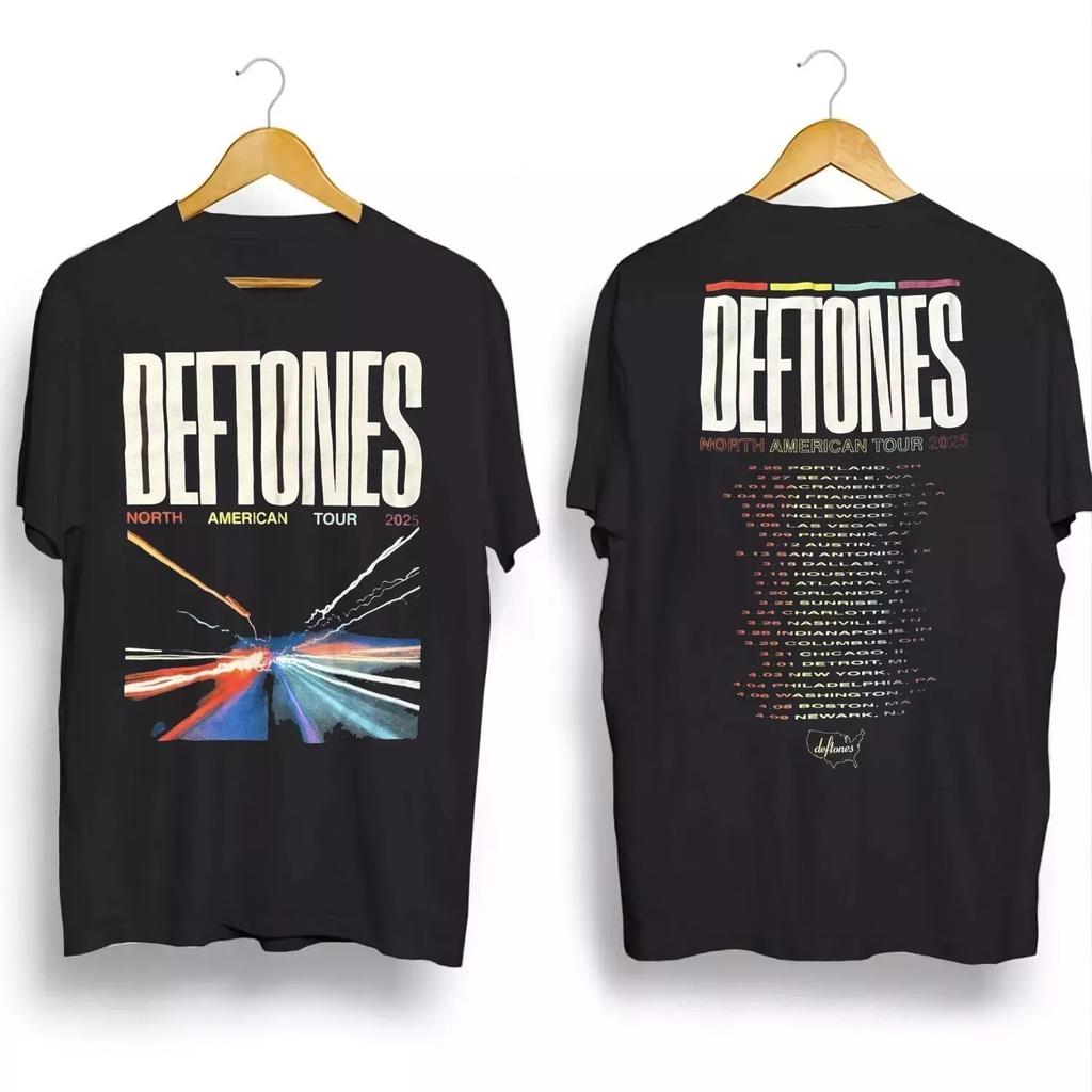 Deftones 2025 North America Tour Black T-Shirt S To 4XL Fan Gift T-Shirt Summer New Men's Women's Retro Fashion Cotton Top
