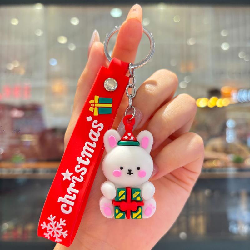 2Pcs Cartoon Cute Santa Claus Tree Keychain Christmas Party Decoration Bag Ornaments Car Key Pendant Exquisite Small Gift