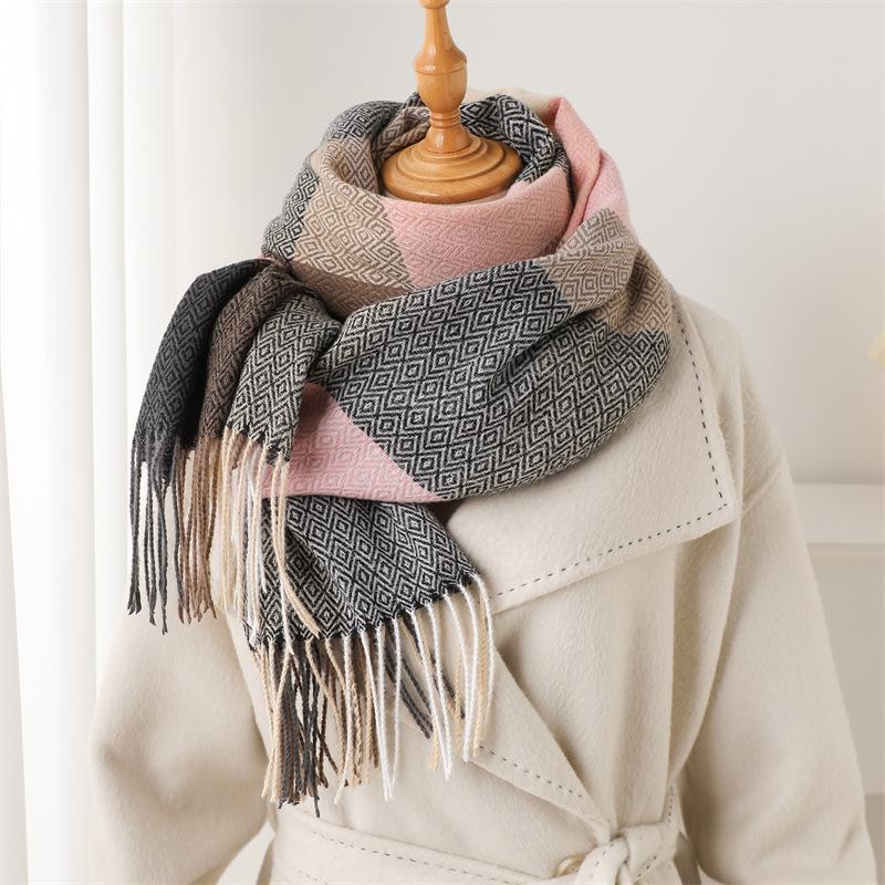 

Роскошный Модный Радужный Цвет Клетчатый Дизайнерский Зимний Шарф Женский Кашемировый Платок Уличный Плед Накидка Пашмина Кисточки Теплый Женский 68x200cm