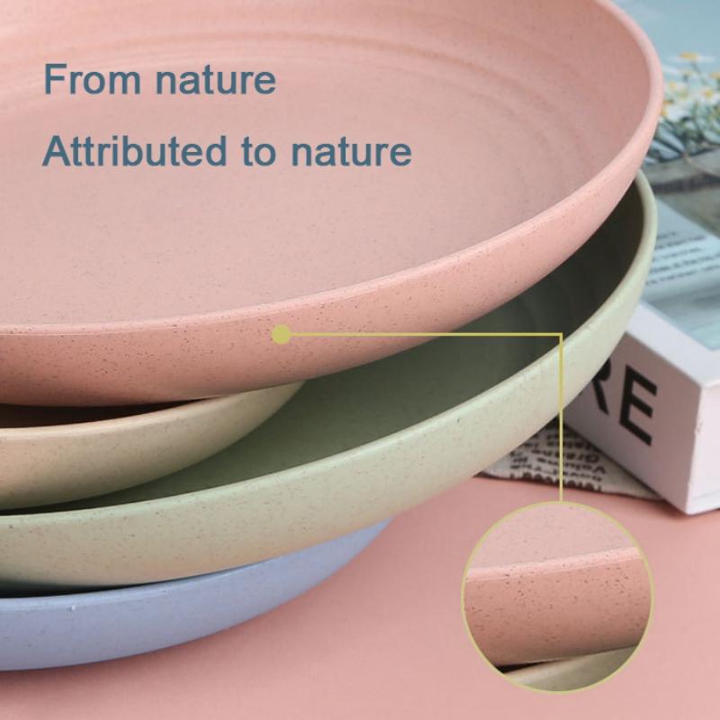 Wheat Straw Deep Dinner Plates Unbreakable Plastic Plates Reusable Dinnerware Microwave and Dishwasher Safe for Kids Adults