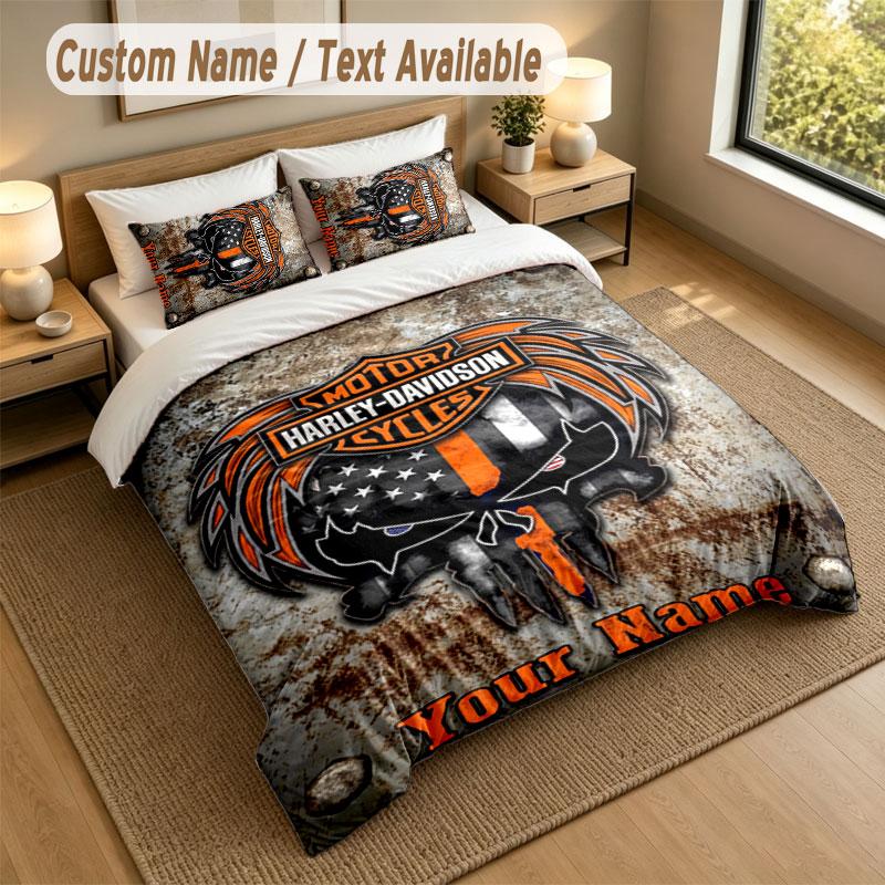 Set Biancheria da Letto 1 Copripiumino 2 Federe Stampa Harley-Davidson Morbido Tessuto per Letto Decorazione Camera da Letto
