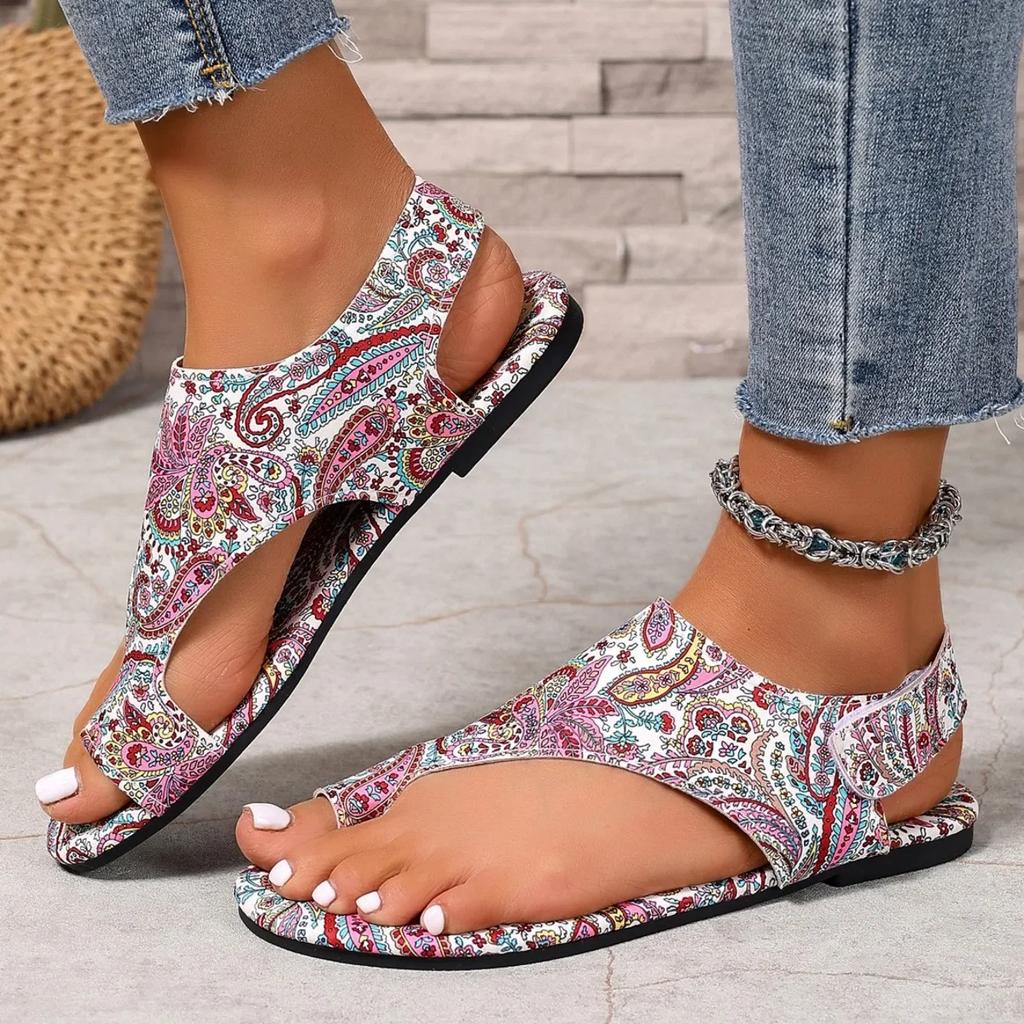 Women Flat Sandals Comfortable Flats Sandals Printed Bohemia Roman Style Shoes for Women Fashion Shoes Sandalias