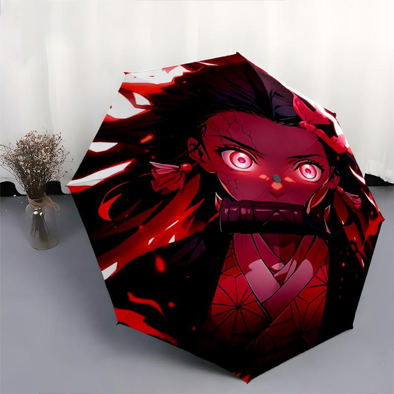 1pc Anime Character Kamado Nezuko Fashion Automatic Opening and Closing Cartoon Umbrella - Small Umbrella Suitable for Various Occasions J004