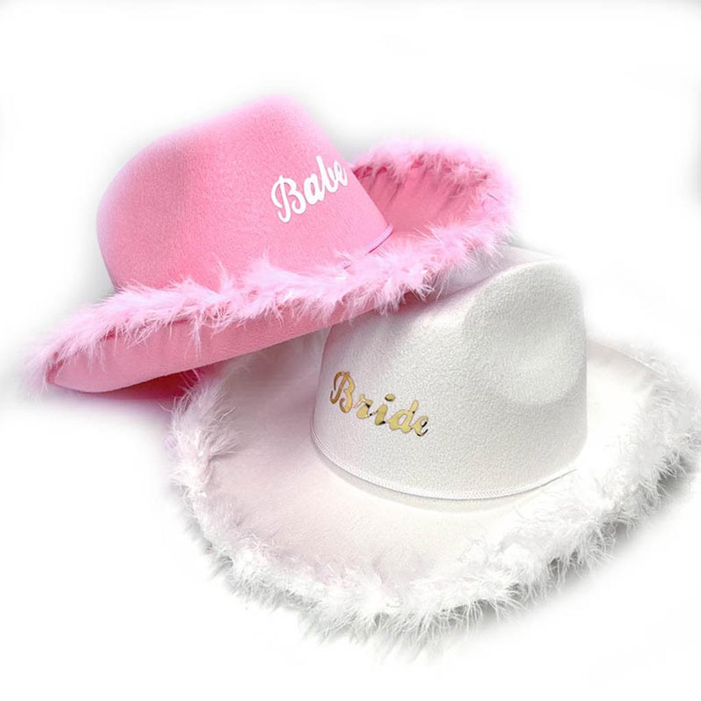 Wide Brim Cowboy Hat for Bride Role Play Costume Cowgirl Hat Wedding Party Props Bachelorette Party Head Accessories