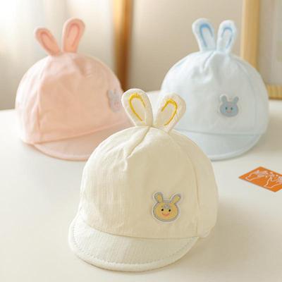 Niedliche Baby-Baseballkappe mit Hasenohren, einfarbig, für Neugeborene, Jungen und Mädchen, Sonnenhut mit kurzer Krempe, weiche Baumwolle, Sommermütze für Kleinkinder