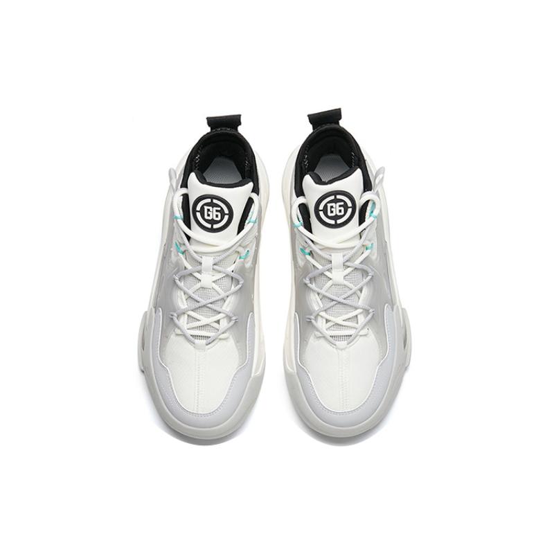 Anta G6 Soup Wear-Resistant Mid-Top Skateboard Shoes Men's White Gray Black Sneakers 112218082-3