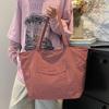 Simple solid color large capacity commuting lazy wind tote bag student leisure shoulder bag