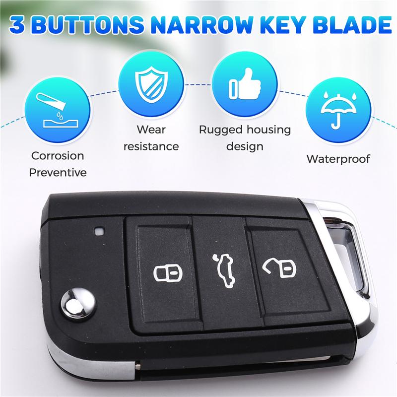 Car 3 Buttons Key Shell Folding Remote Control Key Shell For VW MBQ Golf Tiguan Narrow Key Blade Housing Cover чёрный
