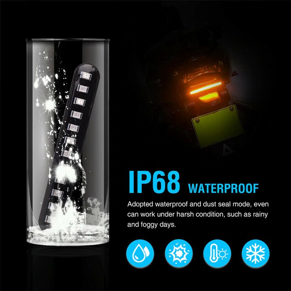 4 X Sequential Flowing Motorcycle 12 LED Mini Strips Turn Signal Light Amber 12V