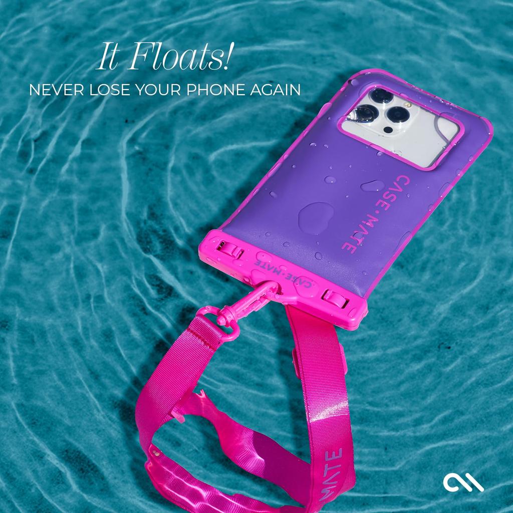 IP68 Dustproof and Waterproof Waterproof Floating Pouch for Smartphones Up To Purple Paradise Case-Mate (Highest Rating) 6.7 Inches, Purple/Fuchsia -