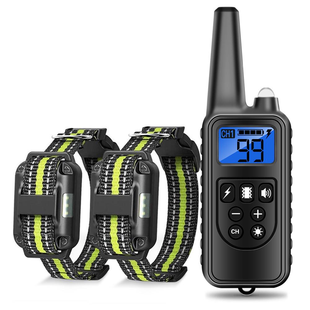 Rechargeable Remote Dog Training Collar, Waterproof Bark Stop Device, 800m Range, Automatic Shock Correction.