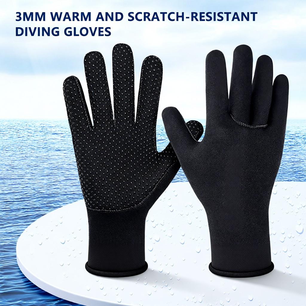 3MM Diving Gloves Warm Anti-scratch UPF 50+ UV Protection Cold Anti-slip and Wear-resistant for Winter Water Activities