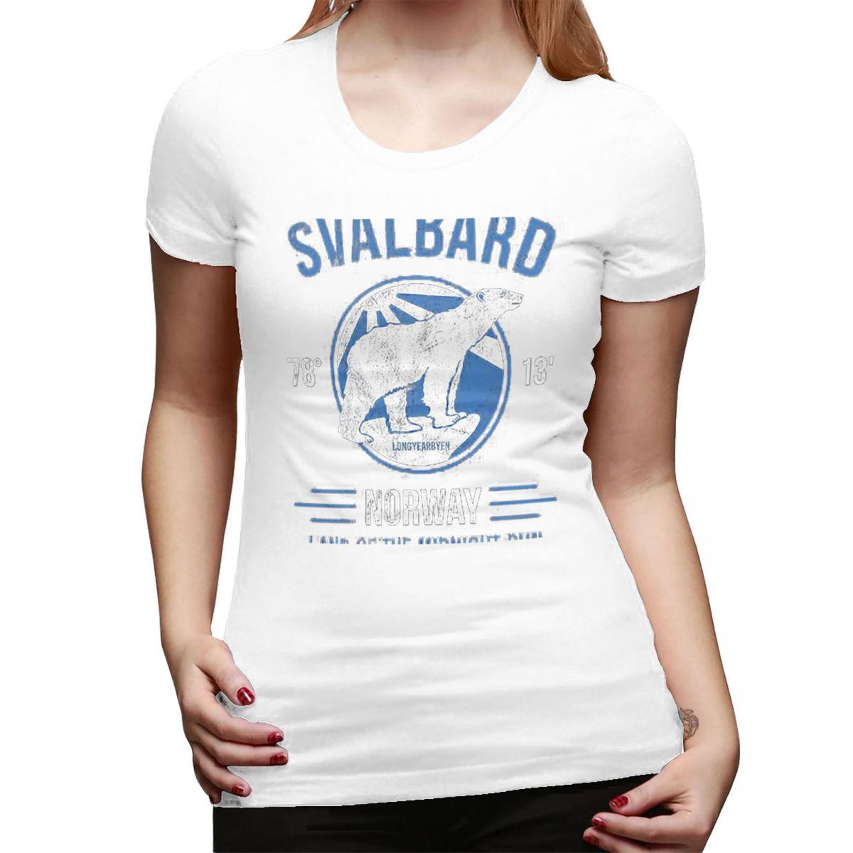 

Svalbard Polar Bear Midnight Sun In Norway TShirt for Women Round Neck Streetwear T Shirts Womens Tees Short Clothes Tops S