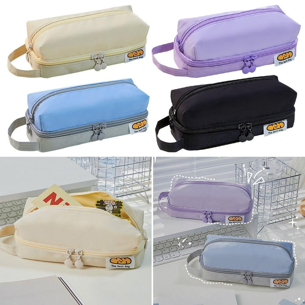 

New Double-layer Creative Stationery Bag Pencil Bag Storage Pouch Pen Case