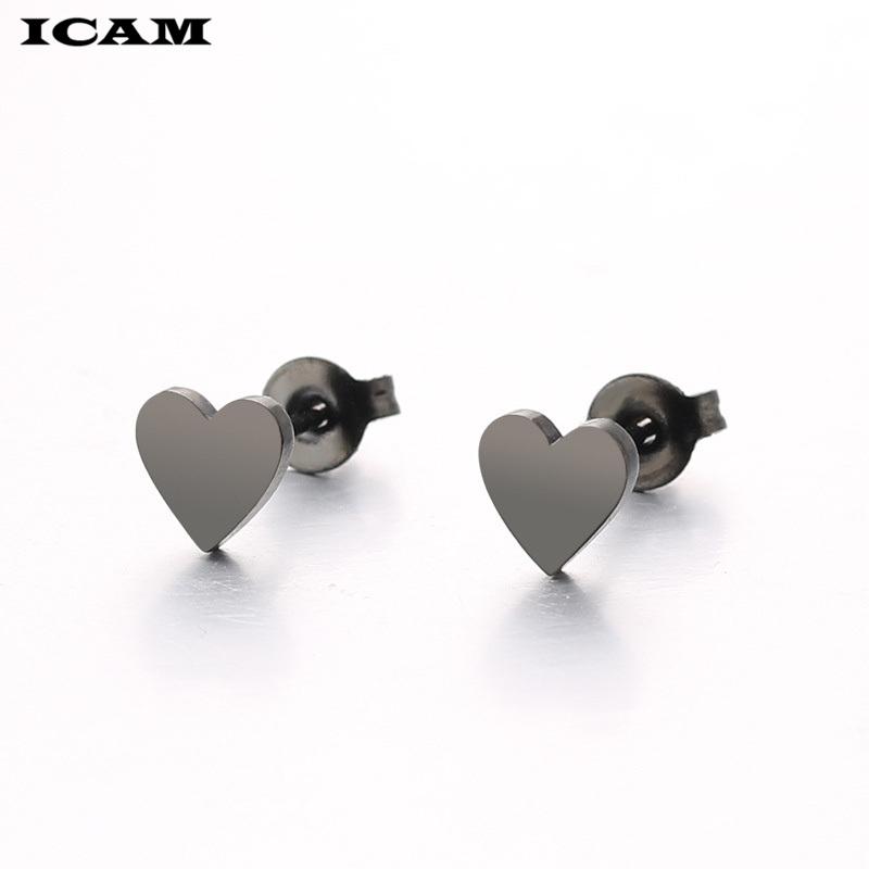 Women Golden Stainless Steel Cute Stud Earrings Carnations for Girlsl Heart T Earrings Minimalist Jewelry