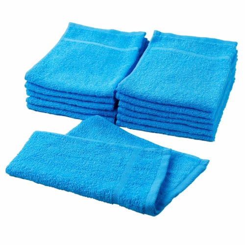 Mukotowel (Glueless Towels) Senshu Hand Towels, Thin (90 Momme), 12-Pack (Light Blue)