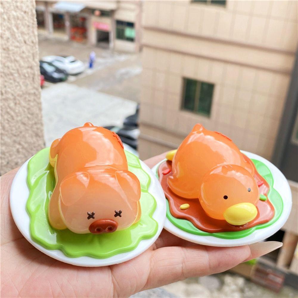 Pig Roast Duck Decoration PVC Color Changing Duck Figurine Uv Color Change Ornament  Desk Balcony