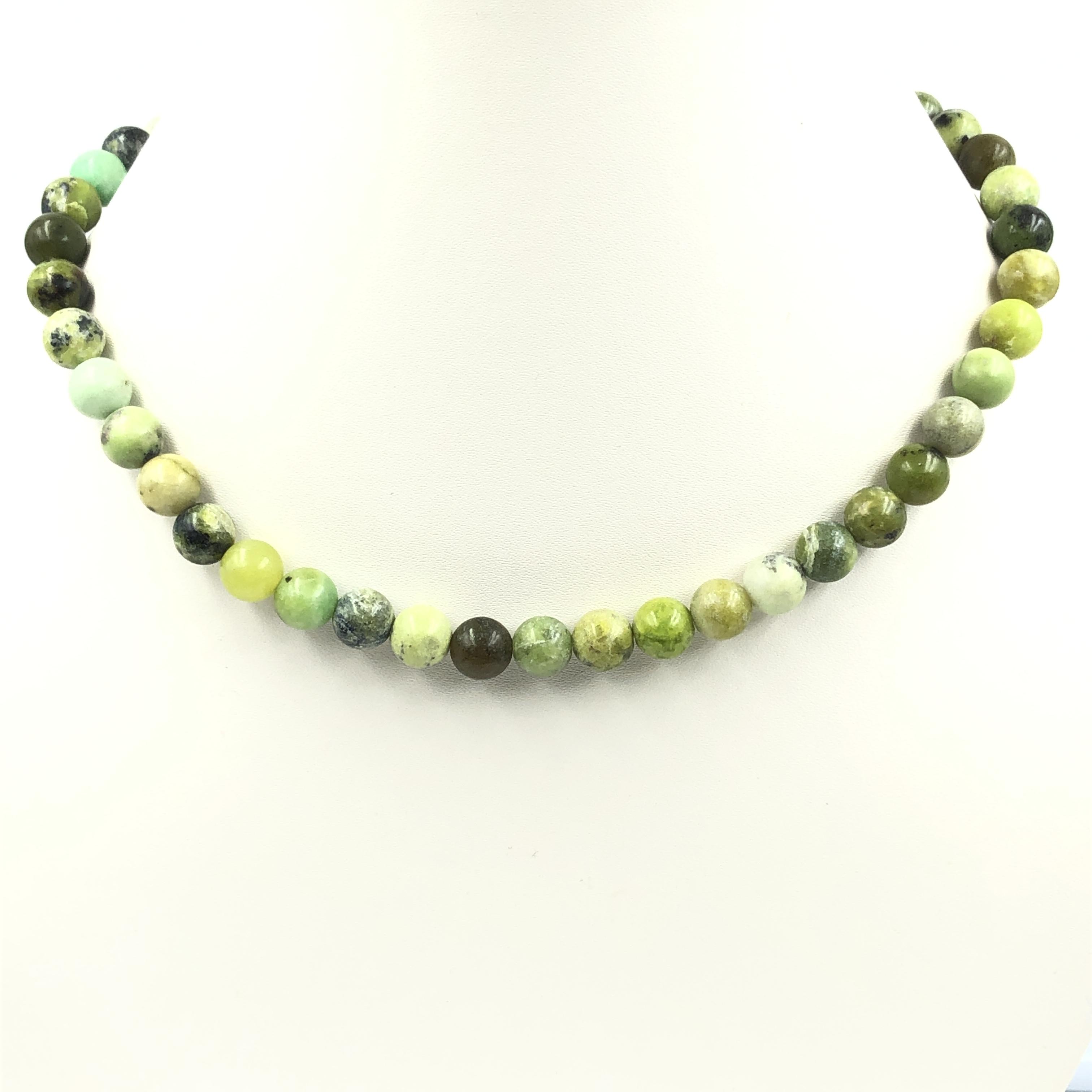 

8mm Natural Chrysoprase Gemstone Round Beads Designer Necklace 17-20 Handmade Beads Choker Gift For Women 8BN-34