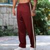Pantalones deportivos para hombre, holgados, rectos, de pierna ancha, con cintura elástica, suaves, transpirables, con rayas laterales, de color sólido, para gimnasio, entrenamiento, jogging, pantalones largos