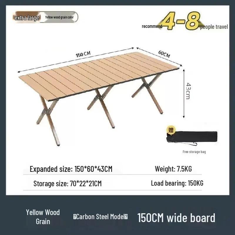 Portable Outdoor Carbon Steel Folding Table for Camping and Picnics