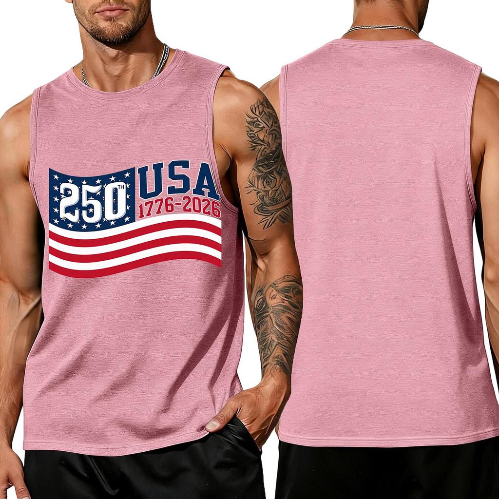 Men's Sleeveless Tank Top Loose Fit Casual Summer Daily Wear Printed Sleeveless Shirt Lightweight Breathable Fabric
