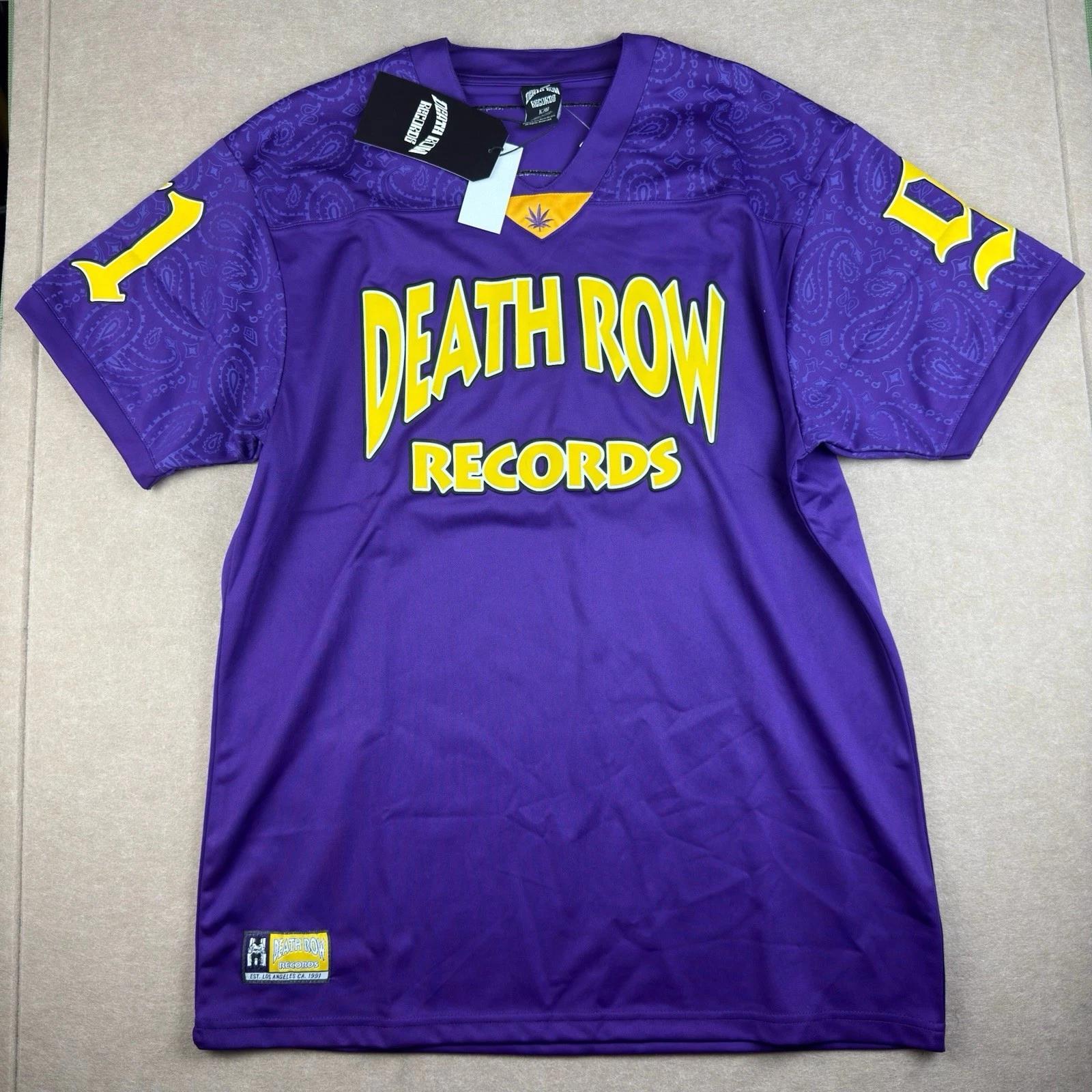 

Death Row Records Jersey Mens L Purple Gold Paisley 91 Rap Hip Hop Shirt NWT M