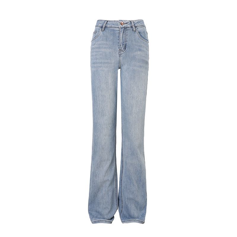 Spring Summer Vintage High Waist Relaxed Slim Straight Floor Wide Leg Denim Pants For Ladies Casual Pants Oversize Denim Trousers