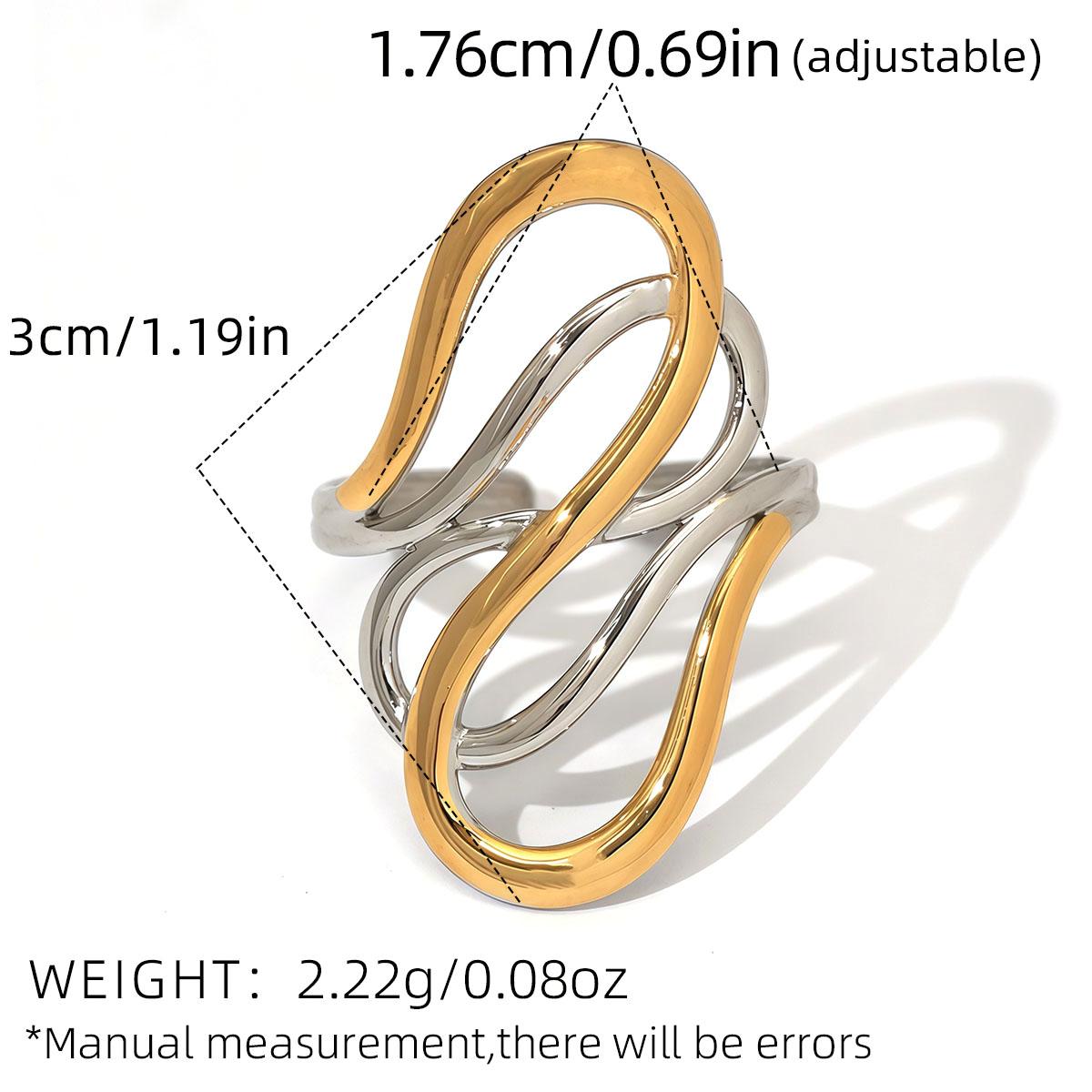

Fashion Geometry Design 316L Stainless Steel Rings 18K Gold Plated Waterproof Quality Zircon For Daily Wear Vacation Seaside resizable