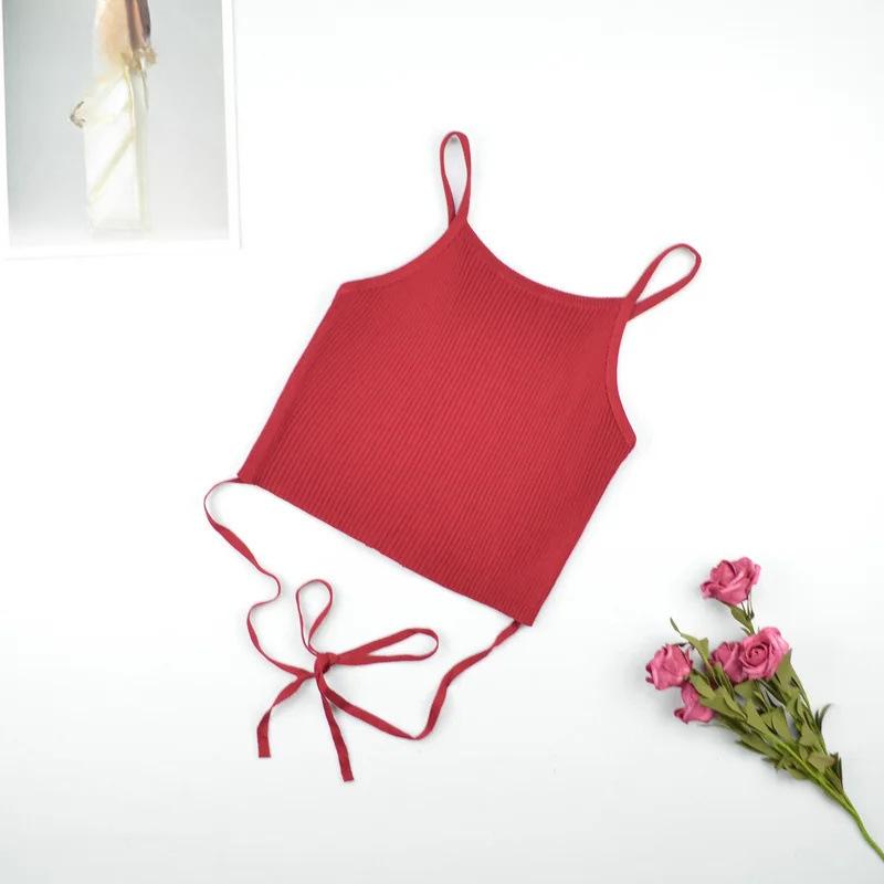 

Летние укороченные топы женские без рукавов сексуальные бандажные футболки топы модные черные кружевные майки Tumblr Ladies S красный