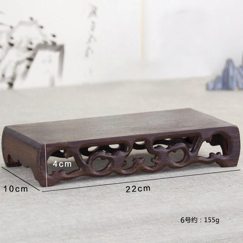 Vintage Wooden Tea Tray Rectangle Teapot Vase Display Stand Bonsai Statues Stone Pedestal Display Pedestal Flowerpot Home Decor
