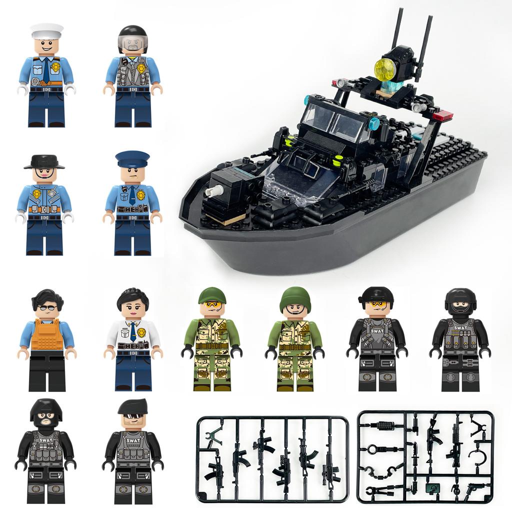 Package Navy Children'S Assembled Building Block Toy Diver Weapon Black Hawk Patrol Ship X003