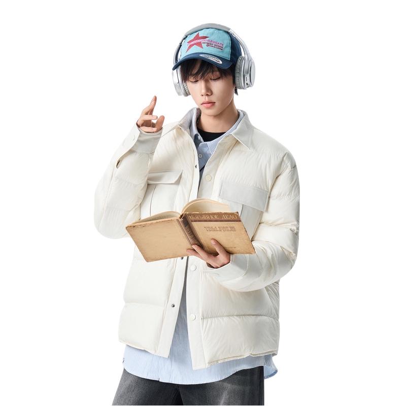 Men s Trendy Thick Down Jacket With Stand-Up Collar XL