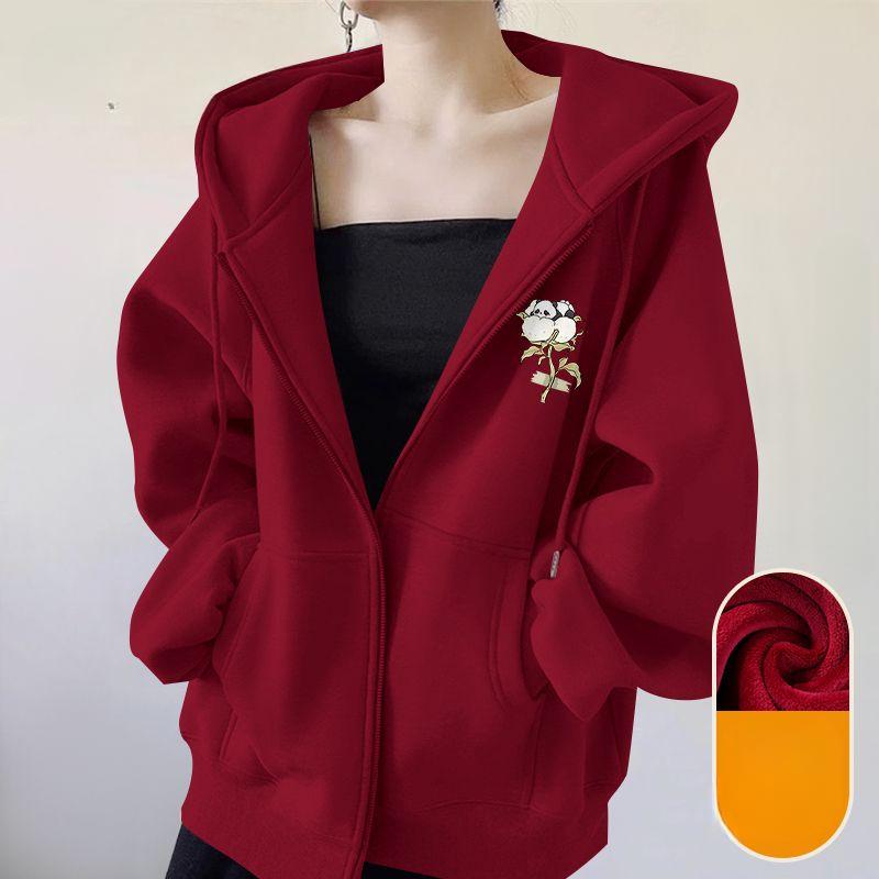 Loose Hoodie Sweatshirt Autumn and Winter Thickened Casual Coat