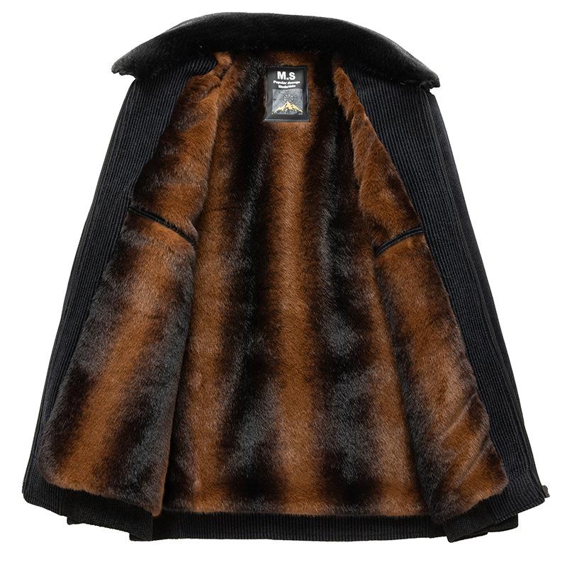 Men's Winter Wool Jacket - Thick, Velvet-Lined, Grandpa Style for Middle-Aged and Elderly