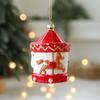 Red & White Painted Wooden House Christmas Ornaments: Car, Gift Cane, Donut, & Cloth Pendants
