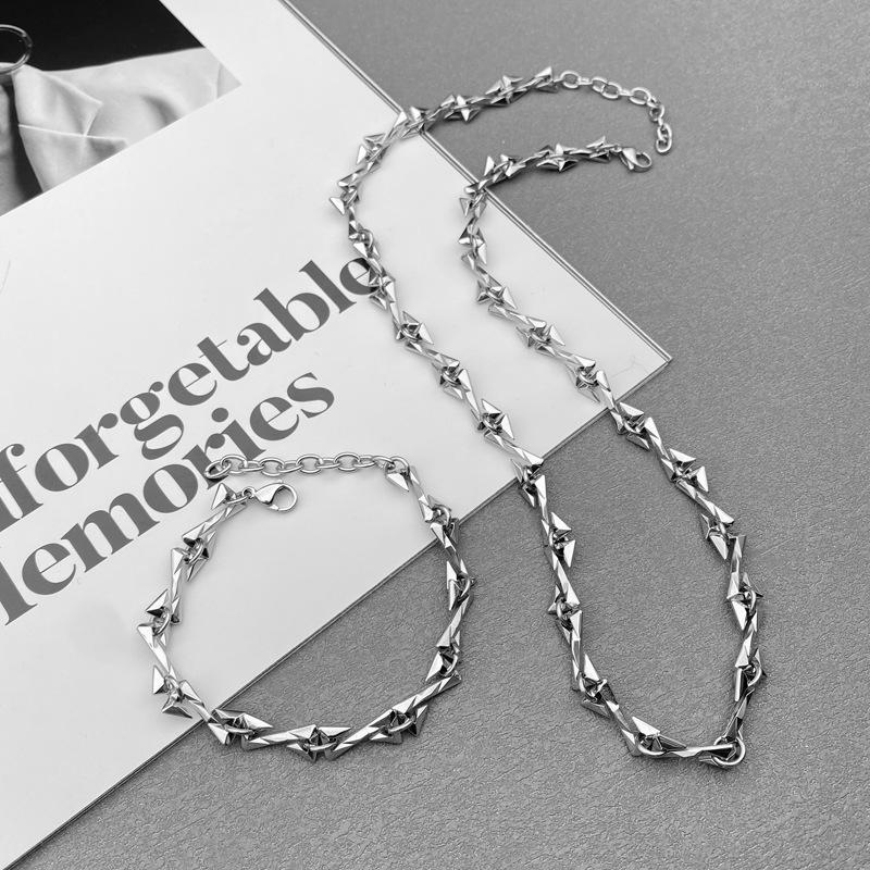 Meier Titanium steel necklace, men's splicing trendy brand, hip-hop cold wind inlaid zircon collarbone chain