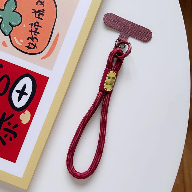 Red Lanyard Phone Chain Thickened Wrist Strap Pendant Keychain
