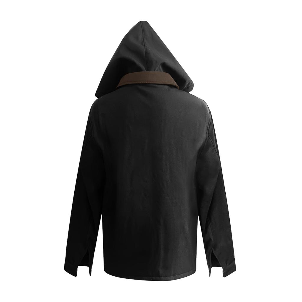 Men's Solid Color Zipper Pocket Hooded Sweatshirt Jacket Cardigan Men's Casual Jacket Cardigan