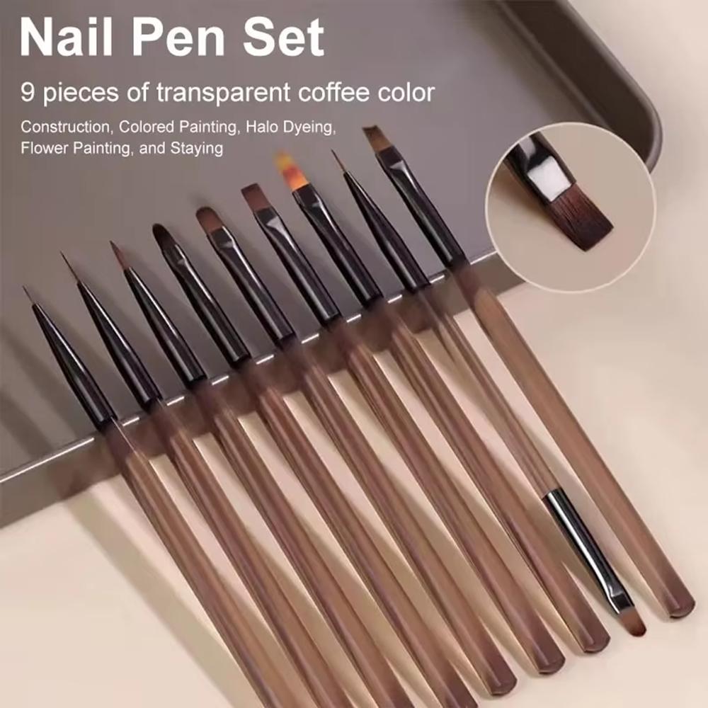 LINMANDA 9Pcs Nail Brush Liner Painting Pen Manicure Acrylic Drawing Brush for Nail Art Design Nails Tip Display Painting Tool