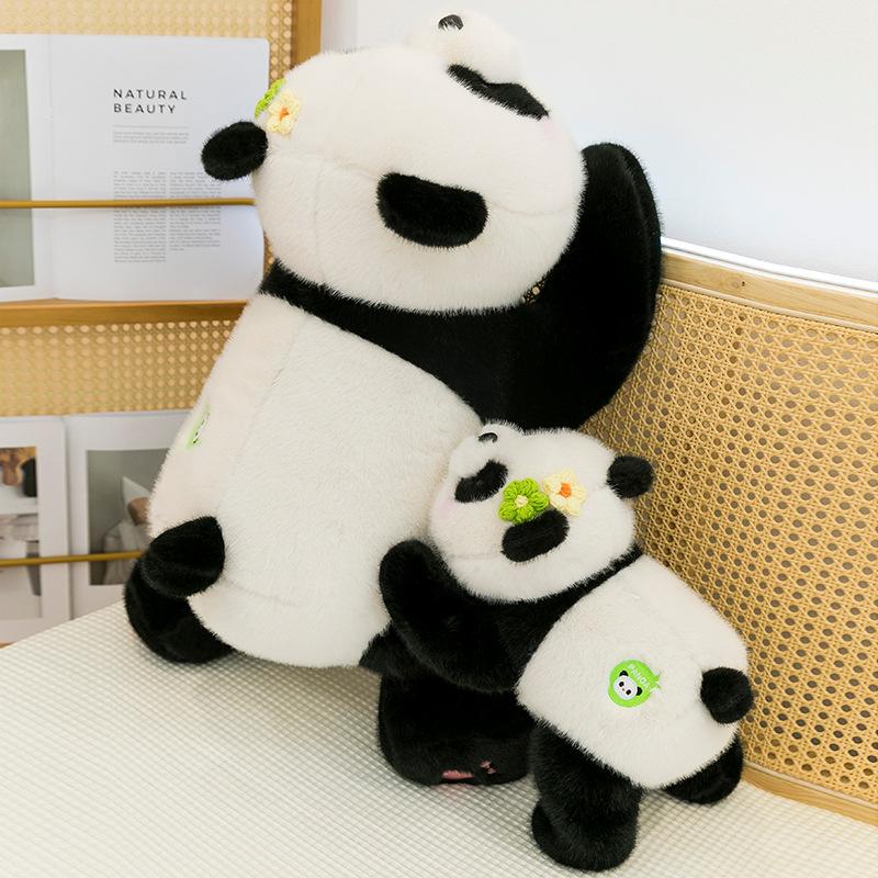 New Cute Party Version of Flower Panda Plush Toy Cartoon Panda Doll Doll Gift for Girls and Children